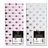 Spot Foiled Tissue Paper - 3 sheets - Eurowrap - 2 Colours