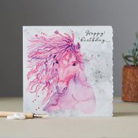 Happy Birthday Card - Pink Horse Flowing Mane