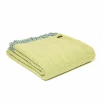 Tweedmill Herringbone Throw 100% Pure New Wool - Lemon & Ocean Blue