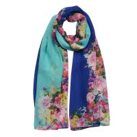 Flowers Floral Blue Bright Ladies Scarf - Clayre & Eef