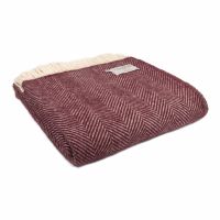 Tweedmill Fishbone Throw 100% Pure New Wool Rosewood