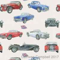 Vintage Car Wrapping Paper 2 Sheets & 2 Tags - Arty Penguin