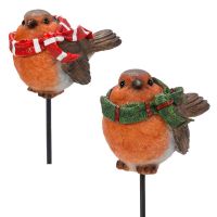 Christmas Robin With Scarf - Plant Pal - Garden Ornament Gift - Indoor Outdoor - 2 Colours
