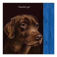 Greetings Card - Chocolate Labrador - Girl - The Little Dog
