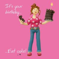 Birthday Card - Female Funny Humour Eat Cake! One Lump Or Two