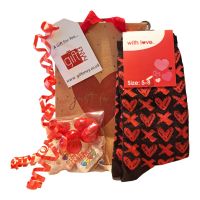 Valentines Mens Socks With Sweets & Chocolate - Free Gift Bag Gift Set