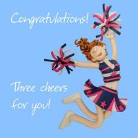 Greetings Card - Congratulations - Cheerleader - One Lump Or Two