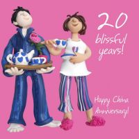 Wedding Anniversary Card - 20th Twenty 20 Years China One Lump Or Two