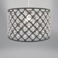 Lampshade - Large Dark Grey Metal & Droplets Bijou 37cm
