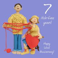 Wedding Anniversary Card - 7th Seventh 7 Years Wool One Lump Or Two