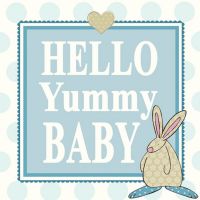 New Baby Card - Boy - Hello Yummy Baby Blue - Rufus Rabbit