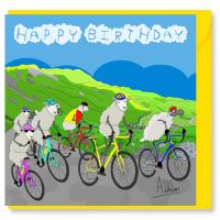 Birthday Card - Cycling Bike - Sheep - Amy Whelan 