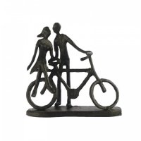 Elur Iron Figurine Couple with Bicycle 14cm