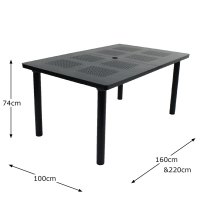Nardi Libeccio Table with Set of 6 Bora Chairs - Anthracite