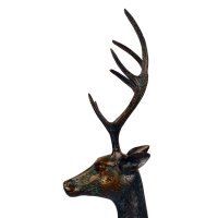 Solstice Sculptures Deer Pair Large 120 & 79cm in Dark Verdigris