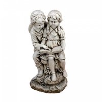 Solstice Sculptures Jack & Jill Reading 88cm -Ant Stone Effect