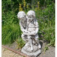 Solstice Sculptures Jack & Jill Reading 88cm -Ant Stone Effect