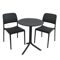 Nardi Step Table with Set of 2 Bistrot Chairs - Anthracite
