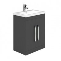 Essential Nevada 600mm Unit With Basin & 2 Doors, Grey