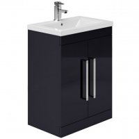 Essential Nevada 600mm Unit With Basin & 2 Doors, Indigo Gloss