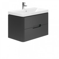 Essential Colorado 800mm Wall Hung Unit with Basin & 2 Drawers, Graphite Grey