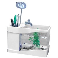 Cheetah Colour Changing USB Aquarium with Desk Lamp & Stationary Holder - (A184)