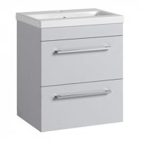 Essential Montana 500mm 2 Drawer Floor Standing Unit with Basin, Light Grey