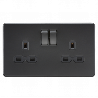 Knightsbridge Screwless 13A 2G DP switched socket - matt black with black insert (SFR9000MBB)