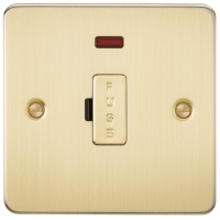 Knightsbridge Flat Plate 13A fused spur unit with neon - brushed brass - (FP6000NBB)