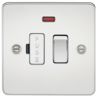 Knightsbridge Flat Plate 13A switched fused spur unit with neon - polished chrome - (FP6300NPC)