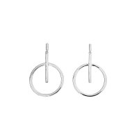 Azendi Silver Circular Metropolitan Drop Earrings
