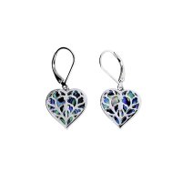 Azendi Silver Abalone Heart of Yorkshire Drop Earrings