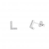Silver Mini Letter L Stud Earrings