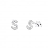 Silver Mini Letter S Stud Earrings