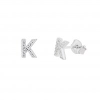 Silver Mini Letter K Stud Earrings