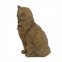 Elur Carved Wood Effect Cat 25cm