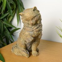 Elur Carved Wood Effect Cat 25cm