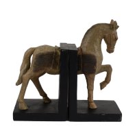 Elur Carved Wood Effect Book Ends Horse 24cm