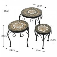 Summer Terrace Brava Round Plant Stand (Set of 3) - Low