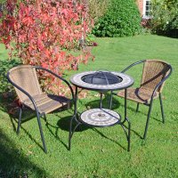 Summer Terrace Brava Fire Pit Tall with Set of 2 San Remo Chairs