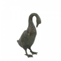 Solstice Sculptures Goose Low 55cm in Dark Verdigris