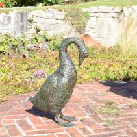 Solstice Sculptures Goose Low 55cm in Dark Verdigris