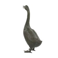 Solstice Sculptures Goose Tall 66cm in Dark Verdigris