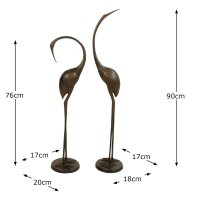 Solstice Sculptures Contemp Cranes Pair 90/76cm -Dk Verdigris