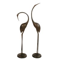 Solstice Sculptures Contemp Cranes Pair 90/76cm -Dk Verdigris