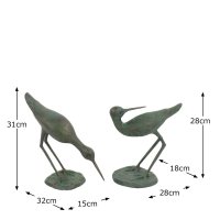 Solstice Sculptures Sandpipers Pair 31&29cm in Dark Verdigris