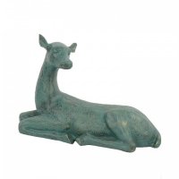 Solstice Sculptures Deer Lying Large - Gold Verdigris