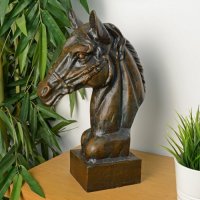 Solstice Sculptures Horse Head 41cm in Dark Verdigris