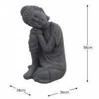 Solstice Sculptures Buddha Crouching 58cm in Charcoal Effect