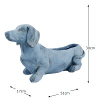 Solstice Sculptures Sausage Dog Planter 30cm in Blue Iron Effect